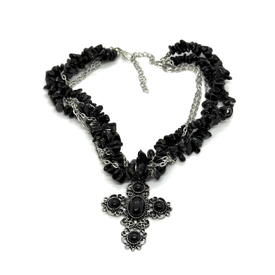 Колье крест черный