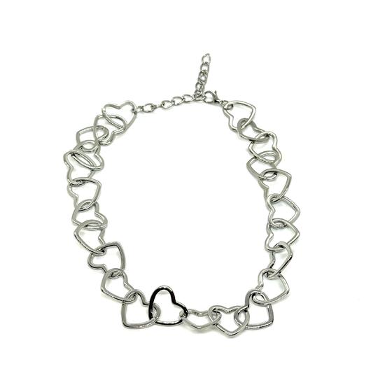 Колье сердца серебро