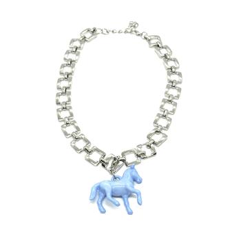 Колье лошадь голубая