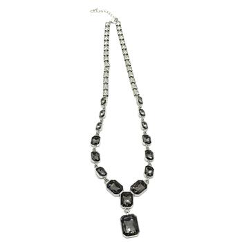 Колье галстук серый камень