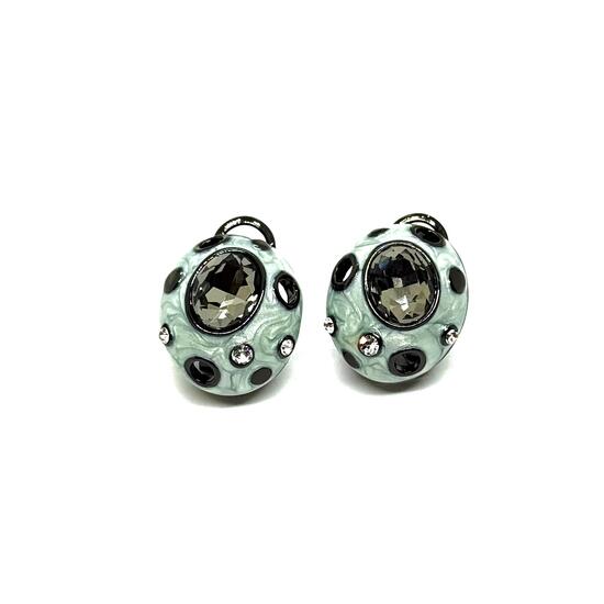 Серьги овал серый