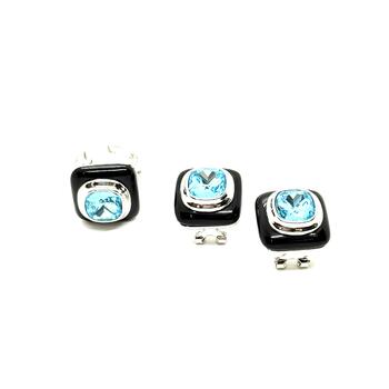 Комплект квадрат голубой камень